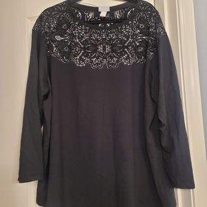 Black Ava Viv 3X black shirt with burnout detail